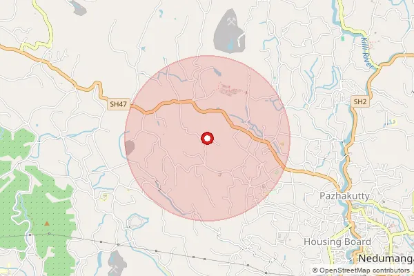 Map showing approximate area covered by Pincode 695561 — Irinchayam Bo, Thiruvananthapuram