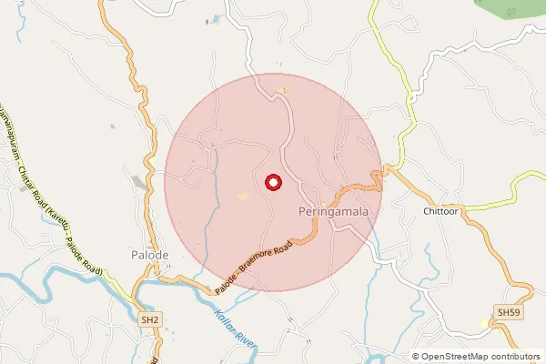 Map showing approximate area covered by Pincode 695562 — Exservicemens Colony Bo, Thiruvananthapuram