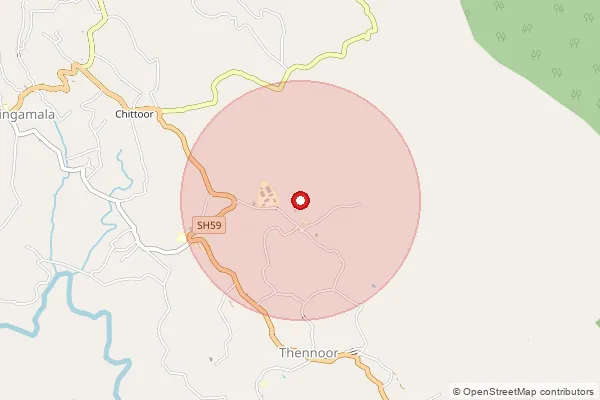Map showing approximate area covered by Pincode 695563 — Idinjar Bo, Thiruvananthapuram