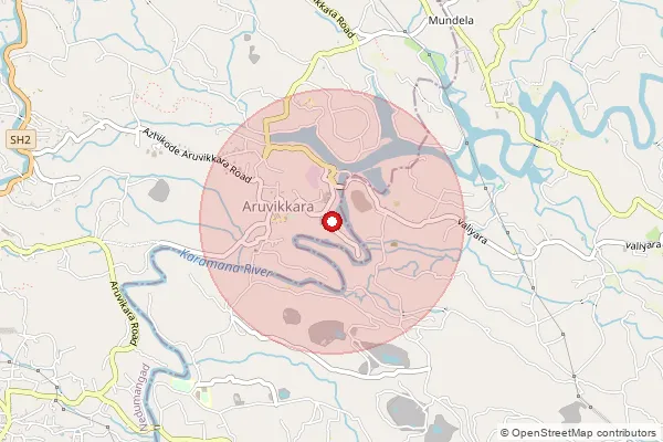 Map showing approximate area covered by Pincode 695564 — Karakulam So, Thiruvananthapuram