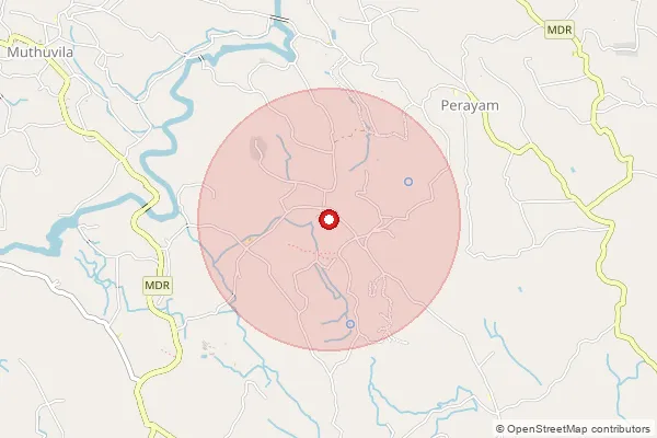 Map showing approximate area covered by Pincode 695568 — Koonanvenga Bo, Thiruvananthapuram