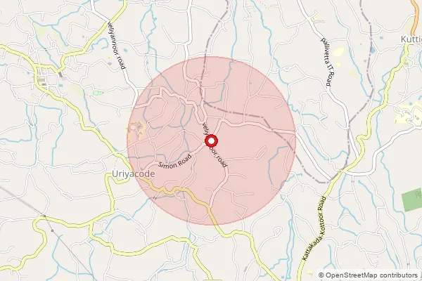 Map showing approximate area covered by Pincode 695575 — Panniyode Bo, Thiruvananthapuram