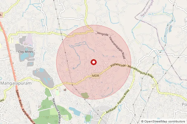 Map showing approximate area covered by Pincode 695584 — Keezhavur Bo, Thiruvananthapuram