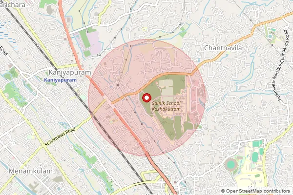 Map showing approximate area covered by Pincode 695585 — Sainik School So Thiruvananthapuram, Thiruvananthapuram