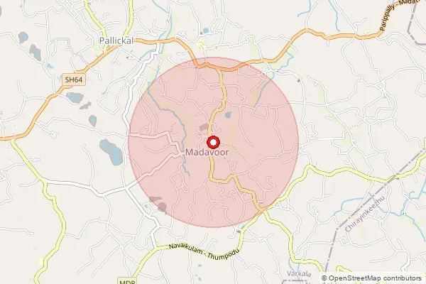 Map showing approximate area covered by Pincode 695602 — Njarayilkonam Bo, Thiruvananthapuram