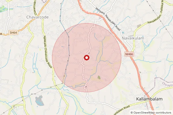 Map showing approximate area covered by Pincode 695603 — Maruthikunnu Bo, Thiruvananthapuram