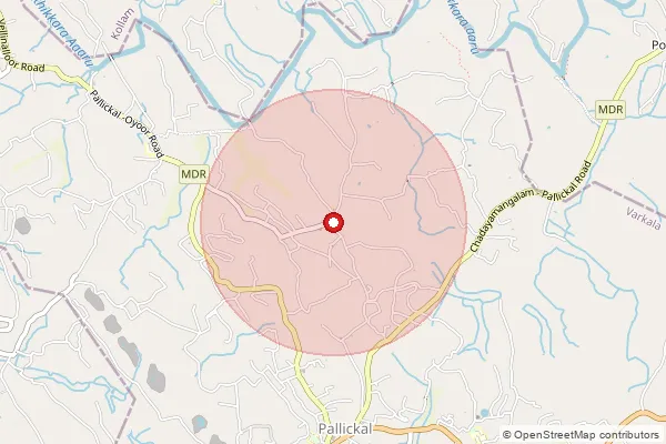 Map showing approximate area covered by Pincode 695604 — Puliyurkonam Bo, Thiruvananthapuram