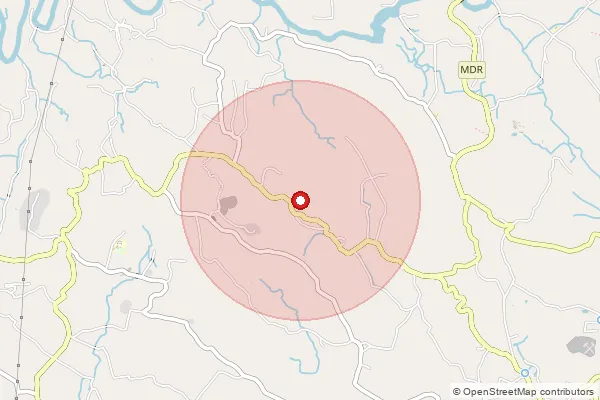 Map showing approximate area covered by Pincode 695607 — Aliyadu Bo, Thiruvananthapuram