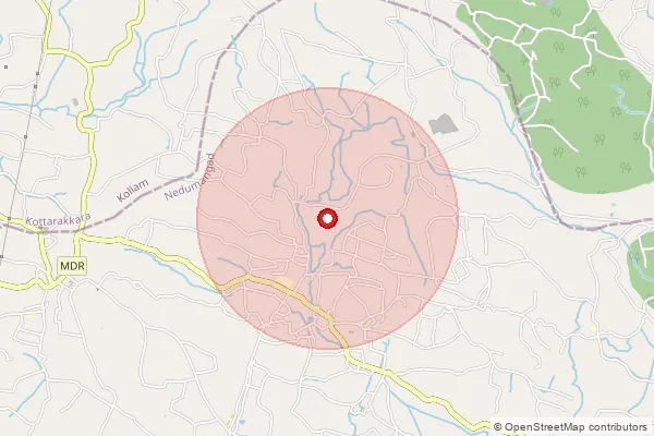 Map showing approximate area covered by Pincode 695609 — Mylamoodu Bo, Thiruvananthapuram