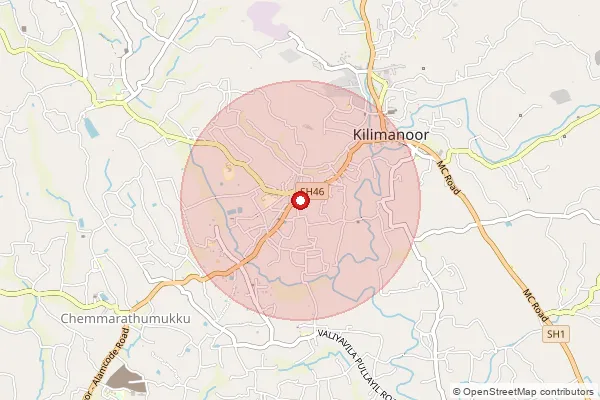 Map showing approximate area covered by Pincode 695612 — Thalikuzhi Bo, Thiruvananthapuram