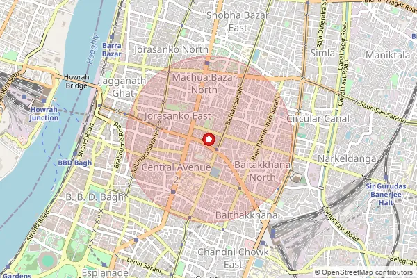 పిన్‌కోడ్ 700007 — Barabazar H O, Kolkata ద్వారా కవర్ చేయబడిన సుమారు ప్రాంతాన్ని చూపే మ్యాప్