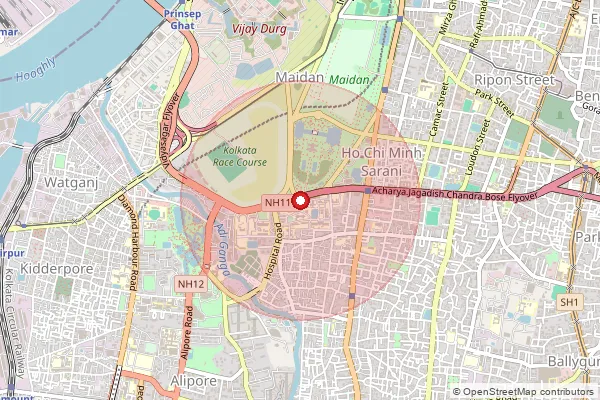 Map showing approximate area covered by Pincode 700020 — Gokhel Road So, Kolkata
