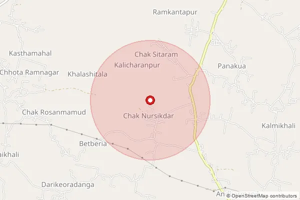 Map showing approximate area covered by Pincode 700021 — Fort William So, Kolkata