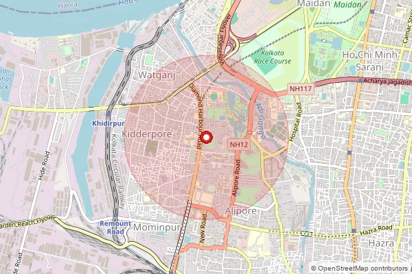 Map showing approximate area covered by Pincode 700027 — Alipore Ho, Kolkata