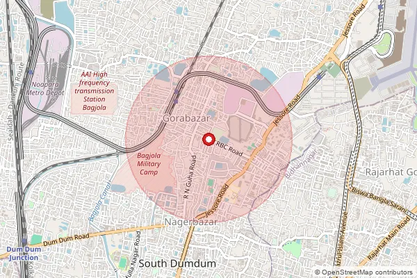Map showing approximate area covered by Pincode 700028 — Kumarpara So, 24 Paraganas North