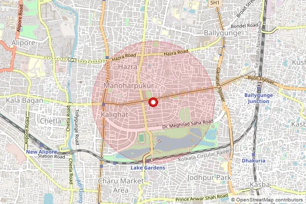 Map showing approximate area covered by Pincode 700029 — Rash Behari Avenue So, Kolkata