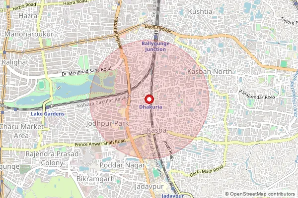 Map showing approximate area covered by Pincode 700031 — Kproy Lane So, Kolkata