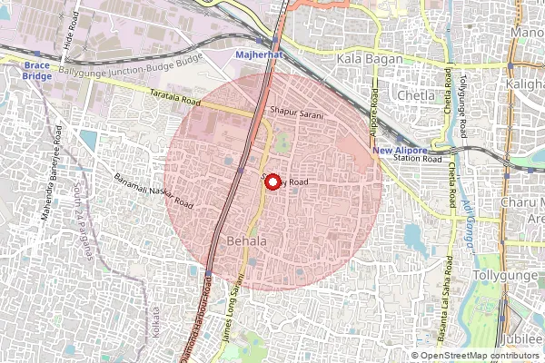 Map showing approximate area covered by Pincode 700038 — Sahapur So, Kolkata
