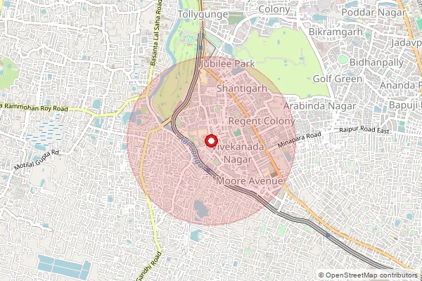 Map showing approximate area covered by Pincode 700040 — Russa So, Kolkata