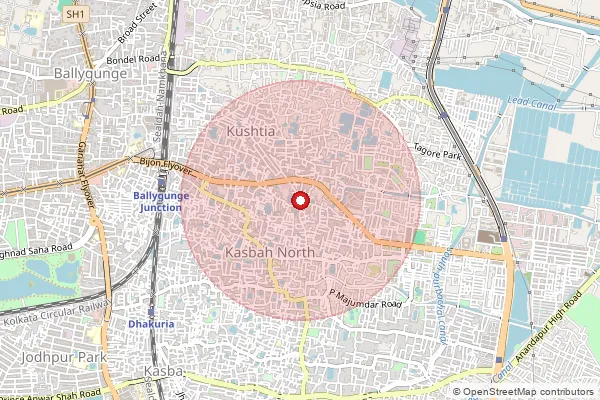 Map showing approximate area covered by Pincode 700042 — Kasba So Kolkata, Kolkata