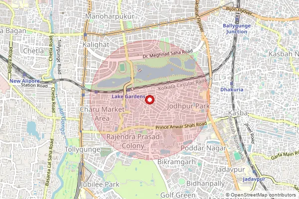 Map showing approximate area covered by Pincode 700045 — Lake Gardens So, Kolkata