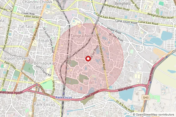Map showing approximate area covered by Pincode 700046 — Abinash Chaowdhury Lane So, Kolkata