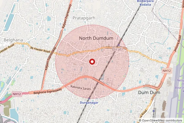 Map showing approximate area covered by Pincode 700051 — Birati So, 24 Paraganas North