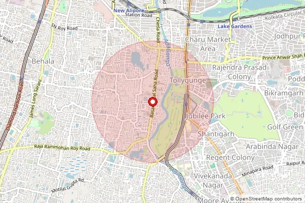 Map showing approximate area covered by Pincode 700053 — New Alipore So, Kolkata