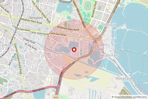 Map showing approximate area covered by Pincode 700055 — Dum Dum Park So, 24 Paraganas North