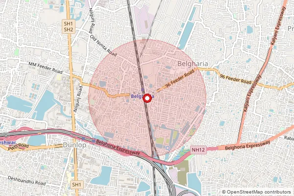 Map showing approximate area covered by Pincode 700056 — Belgharia Ho, 24 Paraganas North