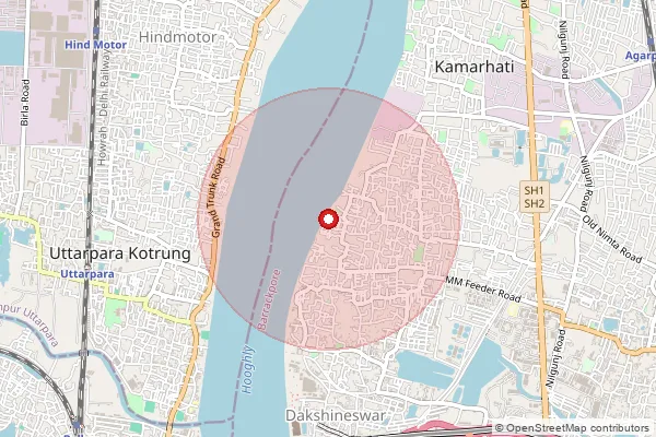 Map showing approximate area covered by Pincode 700057 — Ariadaha So, 24 Paraganas North
