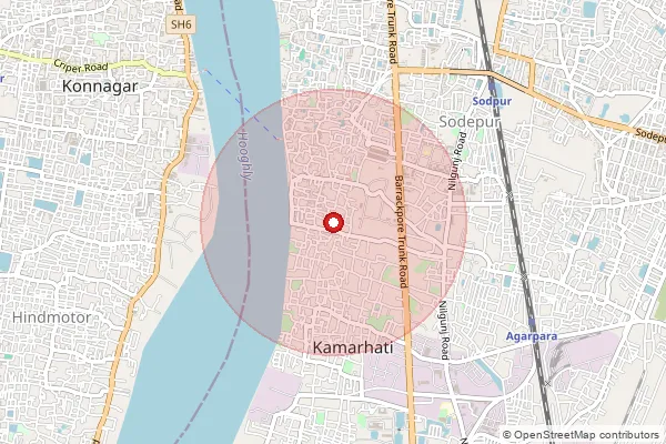 Map showing approximate area covered by Pincode 700058 — Elias Road So, 24 Paraganas North