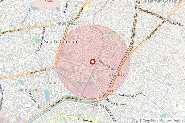 Map showing approximate area covered by Pincode 700059 — Raghunathpur Bo, 24 Paraganas North