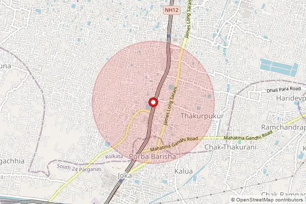 Map showing approximate area covered by Pincode 700063 — Paschim Barisha So, Kolkata