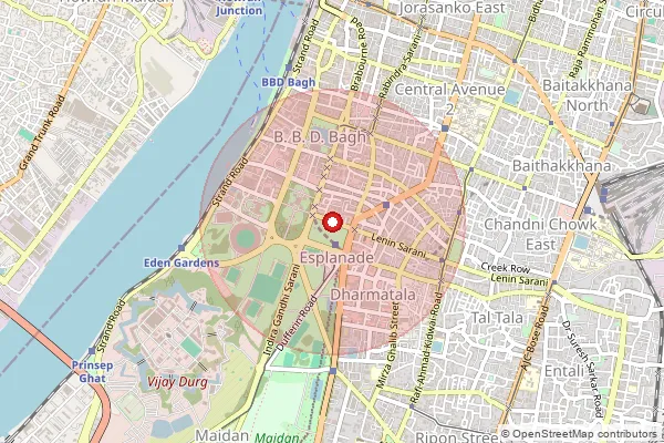Map showing approximate area covered by Pincode 700069 — Esplanade So, Kolkata