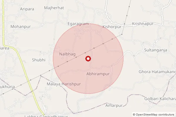 Map showing approximate area covered by Pincode 700070 — Kalibari Temple So, 24 Paraganas South