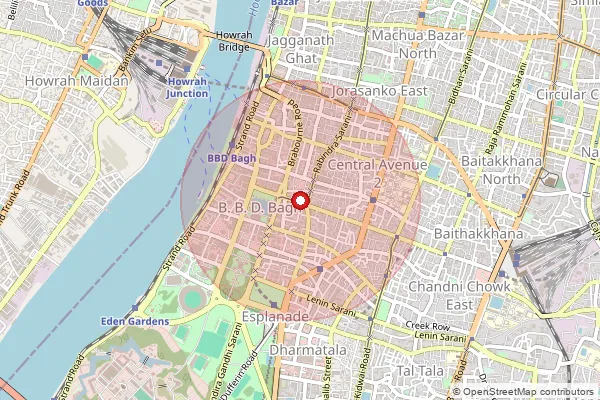 Map showing approximate area covered by Pincode 700071 — Middleton Row So, Kolkata