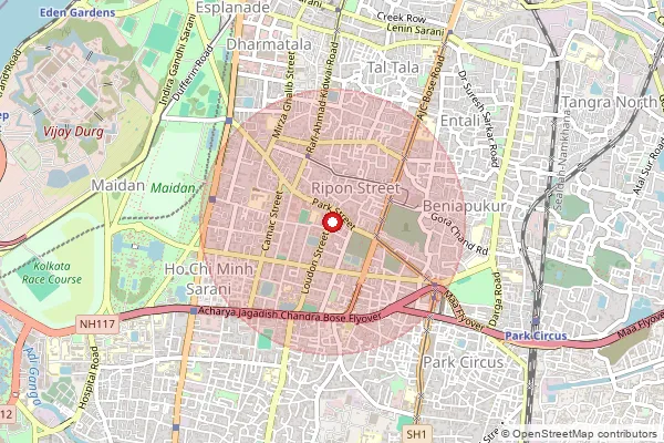 Map showing approximate area covered by Pincode 700072 — Hindustan Building So, Kolkata