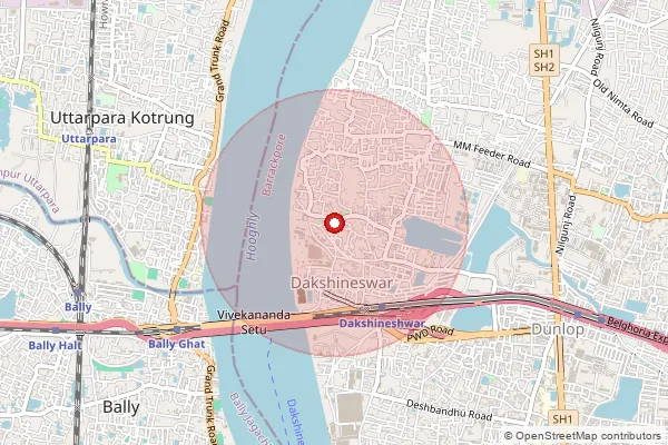Map showing approximate area covered by Pincode 700076 — Dakshineswar So, 24 Paraganas North