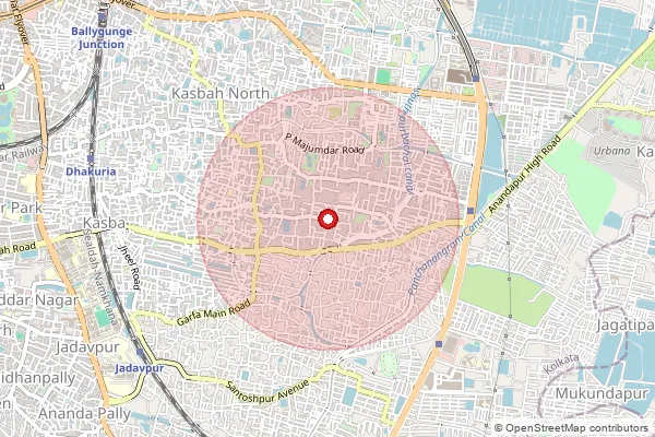 Map showing approximate area covered by Pincode 700078 — Haltu So, Kolkata