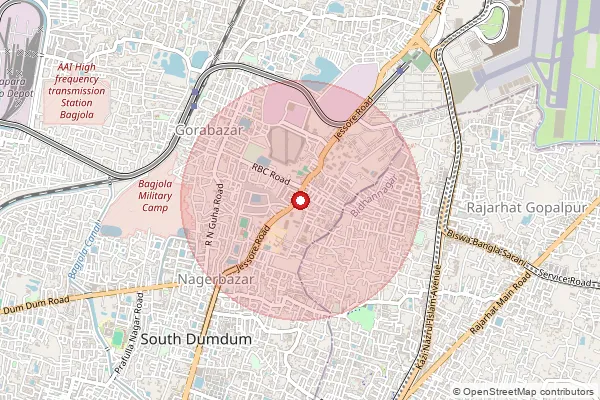 Map showing approximate area covered by Pincode 700080 — Jessore Road So, 24 Paraganas North