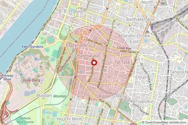 Map showing approximate area covered by Pincode 700087 — New Market So, Kolkata