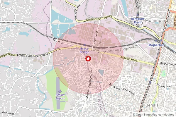 Map showing approximate area covered by Pincode 700088 — Brace Bridge So, Kolkata