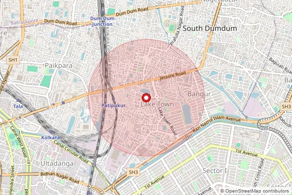 Map showing approximate area covered by Pincode 700089 — Kalindi Housing Estate So, 24 Paraganas North