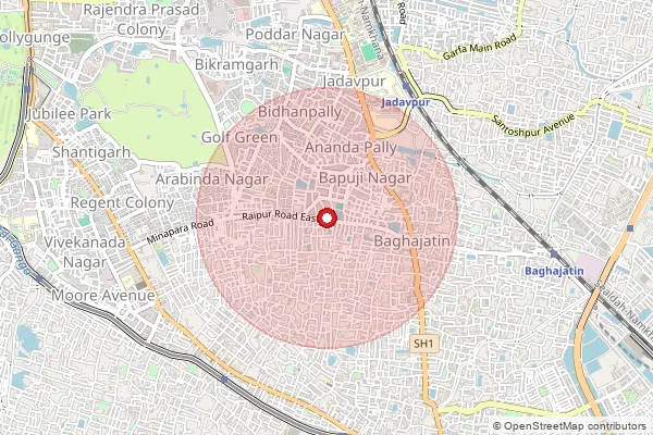 Map showing approximate area covered by Pincode 700092 — Regent Estate So, Kolkata