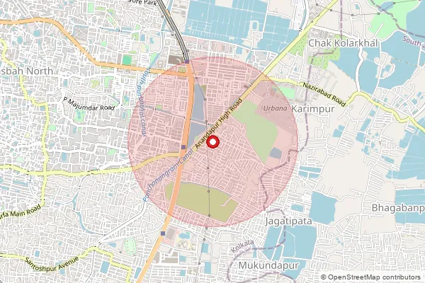 Map showing approximate area covered by Pincode 700094 — Baishnab Ghata Patuli Township So, Kolkata