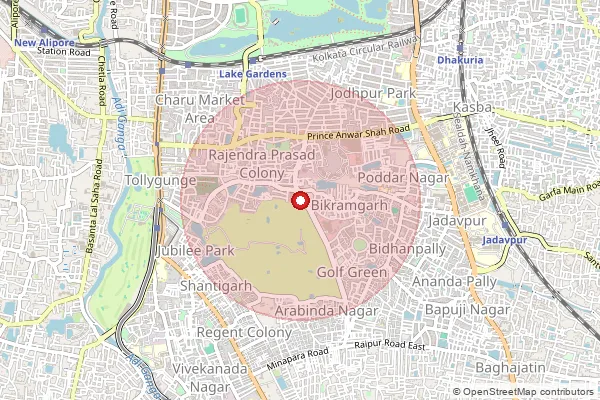 Map showing approximate area covered by Pincode 700095 — Golf Green So, Kolkata