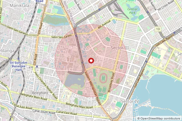 Map showing approximate area covered by Pincode 700097 — Purbachal So, 24 Paraganas North