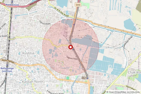 Map showing approximate area covered by Pincode 700100 — Vip Nagar So, Kolkata