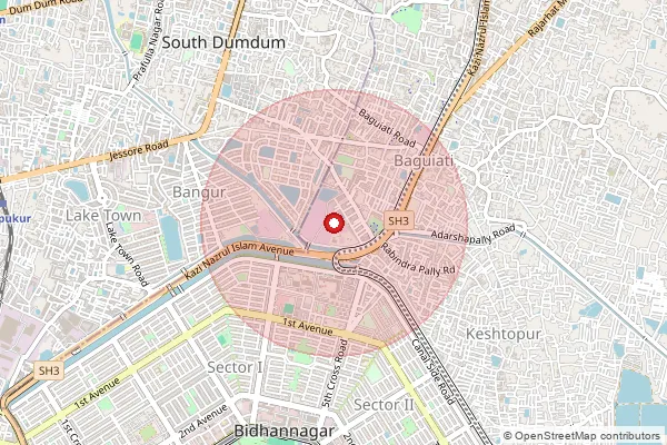 Map showing approximate area covered by Pincode 700101 — Prafulla Kanan So, 24 Paraganas North